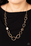 Industrial Intentions - Gold Necklace - Paparazzi Accessories Necklace Bedazzle Me Pretty Mobile Fashion Boutique