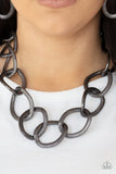 Industrial Intimidation - Black Necklace - Paparazzi Accessories Necklace Bedazzle Me Pretty Mobile Fashion Boutique
