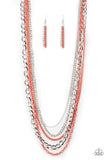 Industrial Vibrance - Orange Necklace - Paparazzi Accessories Necklace Bedazzle Me Pretty Mobile Fashion Boutique