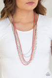 Industrial Vibrance - Orange Necklace - Paparazzi Accessories Necklace Bedazzle Me Pretty Mobile Fashion Boutique