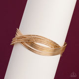 Industrialized Shimmer - Gold Bracelet - Paparazzi Accessories Bracelet Bedazzle Me Pretty Mobile Fashion Boutique