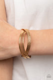 Industrialized Shimmer - Gold Bracelet - Paparazzi Accessories Bracelet Bedazzle Me Pretty Mobile Fashion Boutique