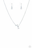 INITIALLY Yours - I - White Necklace - Paparazzi Accessories Necklace Bedazzle Me Pretty Mobile Fashion Boutique