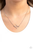 INITIALLY Yours - N - White Necklace - Paparazzi Accessories Necklace Bedazzle Me Pretty Mobile Fashion Boutique