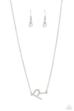 INITIALLY Yours - R - White Necklace - Paparazzi Accessories Necklace Bedazzle Me Pretty Mobile Fashion Boutique