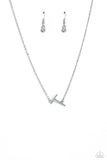INITIALLY Yours - T - White Necklace - Paparazzi Accessories Necklace Bedazzle Me Pretty Mobile Fashion Boutique