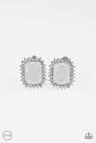 Insta Famous - White Clip-On Earrings - Paparazzi Accessories Clip-On Earrings Bedazzle Me Pretty Mobile Fashion Boutique