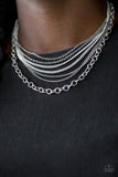Intensely Industrial - White Necklace - Paparazzi Accessories Necklace Bedazzle Me Pretty Mobile Fashion Boutique
