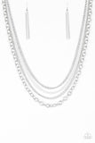 Intensely Industrial - White Necklace - Paparazzi Accessories Necklace Bedazzle Me Pretty Mobile Fashion Boutique