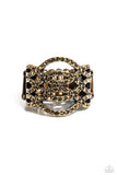 Interlocked Impression - Brass Ring - Paparazzi Accessories Ring Bedazzle Me Pretty Mobile Fashion Boutique