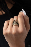 Interlocked Impression - Brass Ring - Paparazzi Accessories Ring Bedazzle Me Pretty Mobile Fashion Boutique