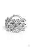Interlocked Impression - White Ring - Paparazzi Accessories Ring Bedazzle Me Pretty Mobile Fashion Boutique