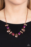 Interstellar Ice - Copper Necklace - Paparazzi Accessories Necklace Bedazzle Me Pretty Mobile Fashion Boutique