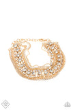Interstellar Interlude - Gold Bracelet - Paparazzi Accessories Bracelet Bedazzle Me Pretty Mobile Fashion Boutique