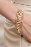 Interstellar Interlude - Gold Bracelet - Paparazzi Accessories Bracelet Bedazzle Me Pretty Mobile Fashion Boutique