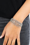 Interstellar Interlude - White Bracelet - Paparazzi Accessories Bracelet Bedazzle Me Pretty Mobile Fashion Boutique