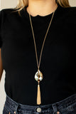 Interstellar Solstice - Gold Necklace - Paparazzi Accessories Necklace Bedazzle Me Pretty Mobile Fashion Boutique