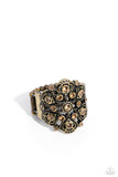 Intricate Influence - Brass Ring - Paparazzi Accessories Ring Bedazzle Me Pretty Mobile Fashion Boutique
