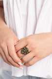 Intricate Influence - Brass Ring - Paparazzi Accessories Ring Bedazzle Me Pretty Mobile Fashion Boutique