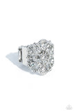 Intricate Influence - White Ring - Paparazzi Accessories Ring Bedazzle Me Pretty Mobile Fashion Boutique