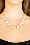 Iridescent Icing - White Necklace - Paparazzi Accessories Necklace Bedazzle Me Pretty Mobile Fashion Boutique