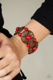 Island Adventure - Red Bracelet - Paparazzi Accessories Bracelet Bedazzle Me Pretty Mobile Fashion Boutique