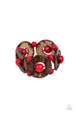 Island Adventure - Red Bracelet - Paparazzi Accessories Bracelet Bedazzle Me Pretty Mobile Fashion Boutique