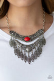 Island Queen - Red Necklace - Paparazzi Accessories Necklace Bedazzle Me Pretty Mobile Fashion Boutique
