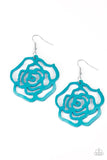 Island Rose - Blue Earrings - Paparazzi Accessories Earrings Bedazzle Me Pretty Mobile Fashion Boutique