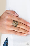 Island Rover - Brass Ring - Paparazzi Accessories Ring Bedazzle Me Pretty Mobile Fashion Boutique