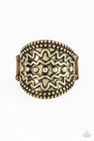 Island Rover - Brass Ring - Paparazzi Accessories Ring Bedazzle Me Pretty Mobile Fashion Boutique