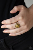 It’s Gonna GLOW! - Brass Ring - Paparazzi Accessories Ring Bedazzle Me Pretty Mobile Fashion Boutique
