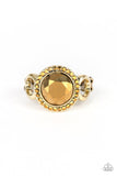 It’s Gonna GLOW! - Brass Ring - Paparazzi Accessories Ring Bedazzle Me Pretty Mobile Fashion Boutique