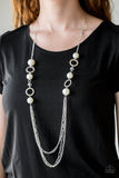 Its About SHOWTIME! - White Necklace - Paparazzi Accessories Necklace Bedazzle Me Pretty Mobile Fashion Boutique