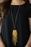 Its Beyond MACRAME! - Yellow Necklace - Paparazzi Accessories Necklace Bedazzle Me Pretty Mobile Fashion Boutique