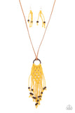 Its Beyond MACRAME! - Yellow Necklace - Paparazzi Accessories Necklace Bedazzle Me Pretty Mobile Fashion Boutique
