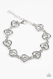 Jealous Heart - White Bracelet - Paparazzi Accessories Bracelet Bedazzle Me Pretty Mobile Fashion Boutique