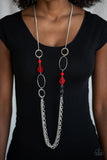 Jewel Jubilee - Red Necklace - Paparazzi Accessories Necklace Bedazzle Me Pretty Mobile Fashion Boutique