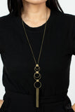 Join The Circle - Brass Necklace - Paparazzi Accessories Necklace Bedazzle Me Pretty Mobile Fashion Boutique