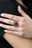 Jubilant Gem - Red Ring - Paparazzi Accessories Ring Bedazzle Me Pretty Mobile Fashion Boutique