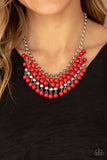Jubilant Jingle - Red Necklace - Paparazzi Accessories Necklace Bedazzle Me Pretty Mobile Fashion Boutique