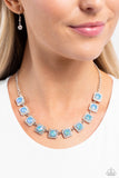 Jump SQUARE - Blue Necklace - Paparazzi Accessories Necklace Bedazzle Me Pretty Mobile Fashion Boutique