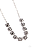 Jump SQUARE - Silver Necklace - Paparazzi Accessories Necklace Bedazzle Me Pretty Mobile Fashion Boutique
