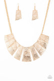 Jungle Cat Jam - Gold Necklace - Paparazzi Accessories Necklace Bedazzle Me Pretty Mobile Fashion Boutique