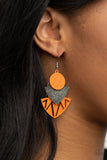 Jurassic Juxtaposition - Orange Earrings - Paparazzi Accessories Earrings Bedazzle Me Pretty Mobile Fashion Boutique
