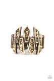 Juxtaposed Jewels - Brass Ring - Paparazzi Accessories Ring Bedazzle Me Pretty Mobile Fashion Boutique