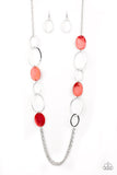 Kaleidoscope Coasts - Red Necklace - Paparazzi Accessories Necklace Bedazzle Me Pretty Mobile Fashion Boutique