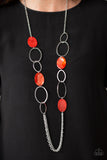 Kaleidoscope Coasts - Red Necklace - Paparazzi Accessories Necklace Bedazzle Me Pretty Mobile Fashion Boutique