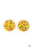 Kaleidoscope Sky - Yellow Post Earrings - Paparazzi Accessories Post Earrings Bedazzle Me Pretty Mobile Fashion Boutique