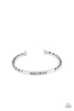 Keep Calm and Believe - Silver Mens Bracelet - Paparazzi Accessories Mens Bracelet Bedazzle Me Pretty Mobile Fashion Boutique